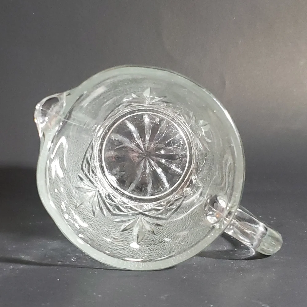 Vintage Glass Creamer, Small Textured Pitcher with 